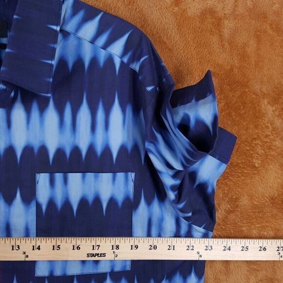 A.P.C. Mens Shirt Medium Blue Stripe Button Up Pocket Short Sleeve ROSS $245 - Picture 6 of 8